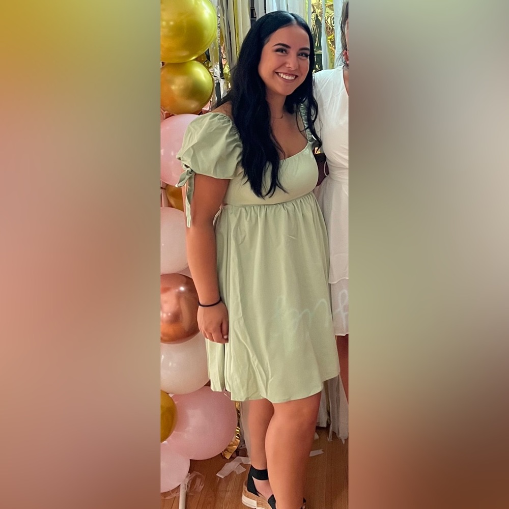 NWT EXLURA Women’s Summer Puff Sleeve Babydoll Dress - Mint Green